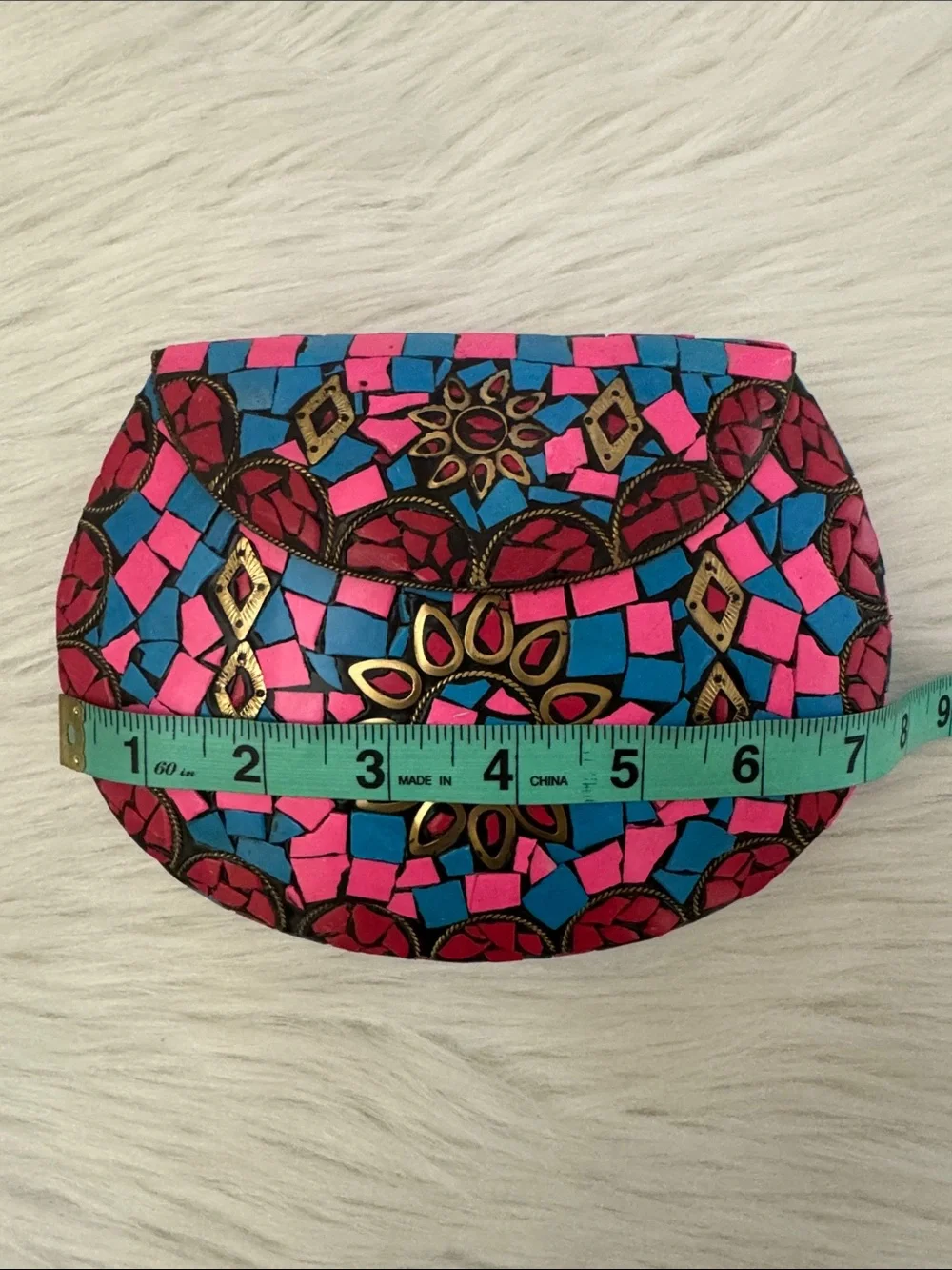 RAMLA Handcrafted Pink & Blue Mosaic Clutch Crossbody Bag